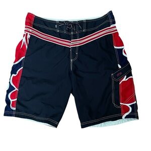 Speedo Men’s 2XL Board Shorts Navy Blue and Red Bathing Suit